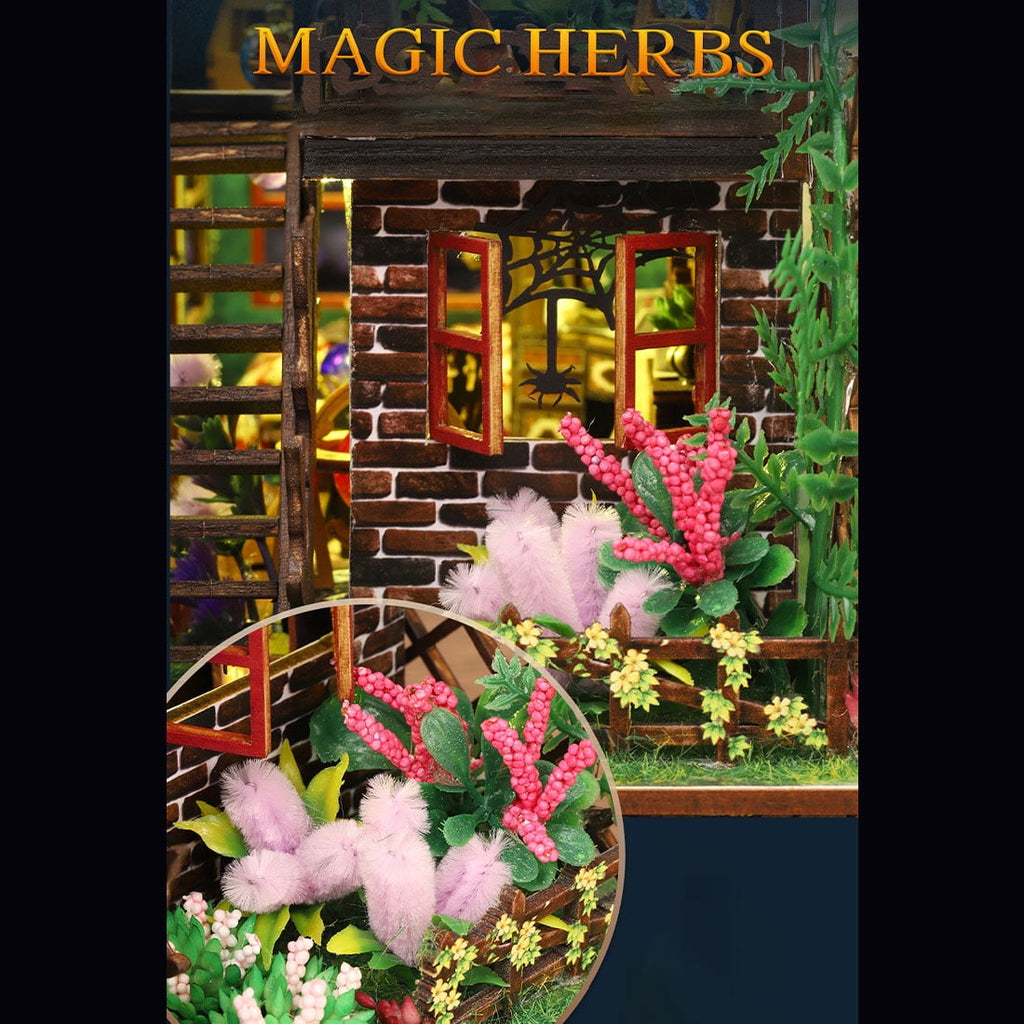 400PCS Magic Castle Wooden Miniature House Kit, DIY Fantasy 3D Puzzle Assembly Set With Lighted Display Decor For Hobbyists