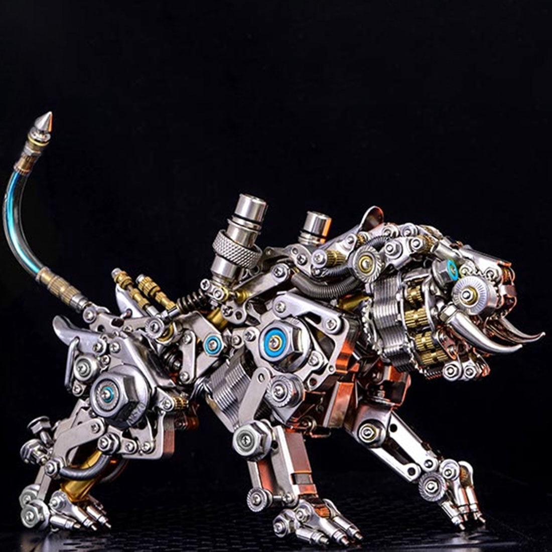 3D Metal Puzzle Colorful Bengal Tiger Model Kit, 700PCS Mechanical Steampunk Tiger 3D Metal Jigsaw Puzzle to Build, DIY Assembly Gift for Adults & Teens -Wings 1 Pair