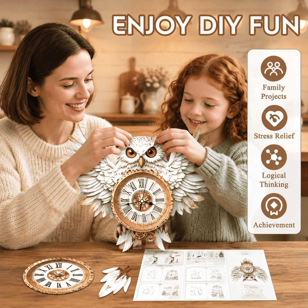 Butterfly Clock 3D Wooden Puzzle Clock DIY Mechanical Craft Kit for Adults Teens