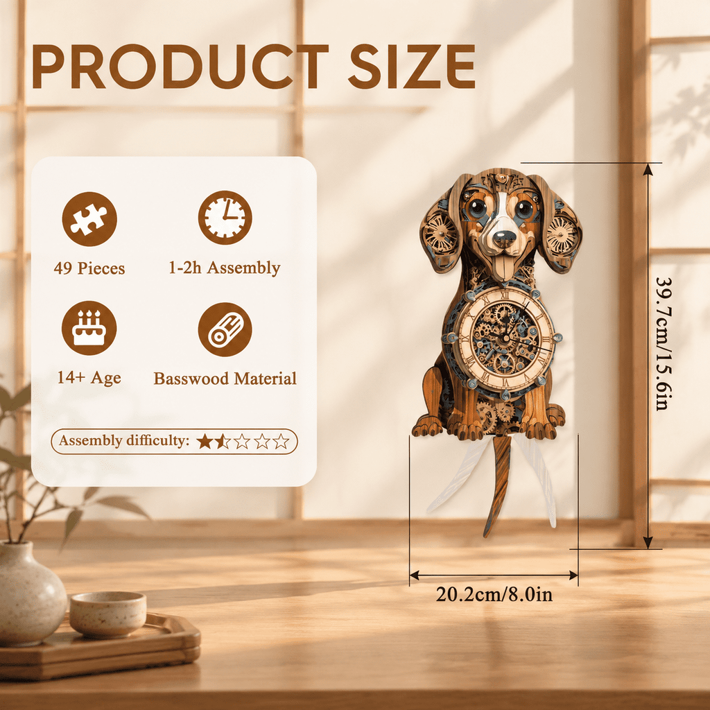 Wooden House Clock 3D Puzzle DIY Mechanical Clock Kit for Adults Teens