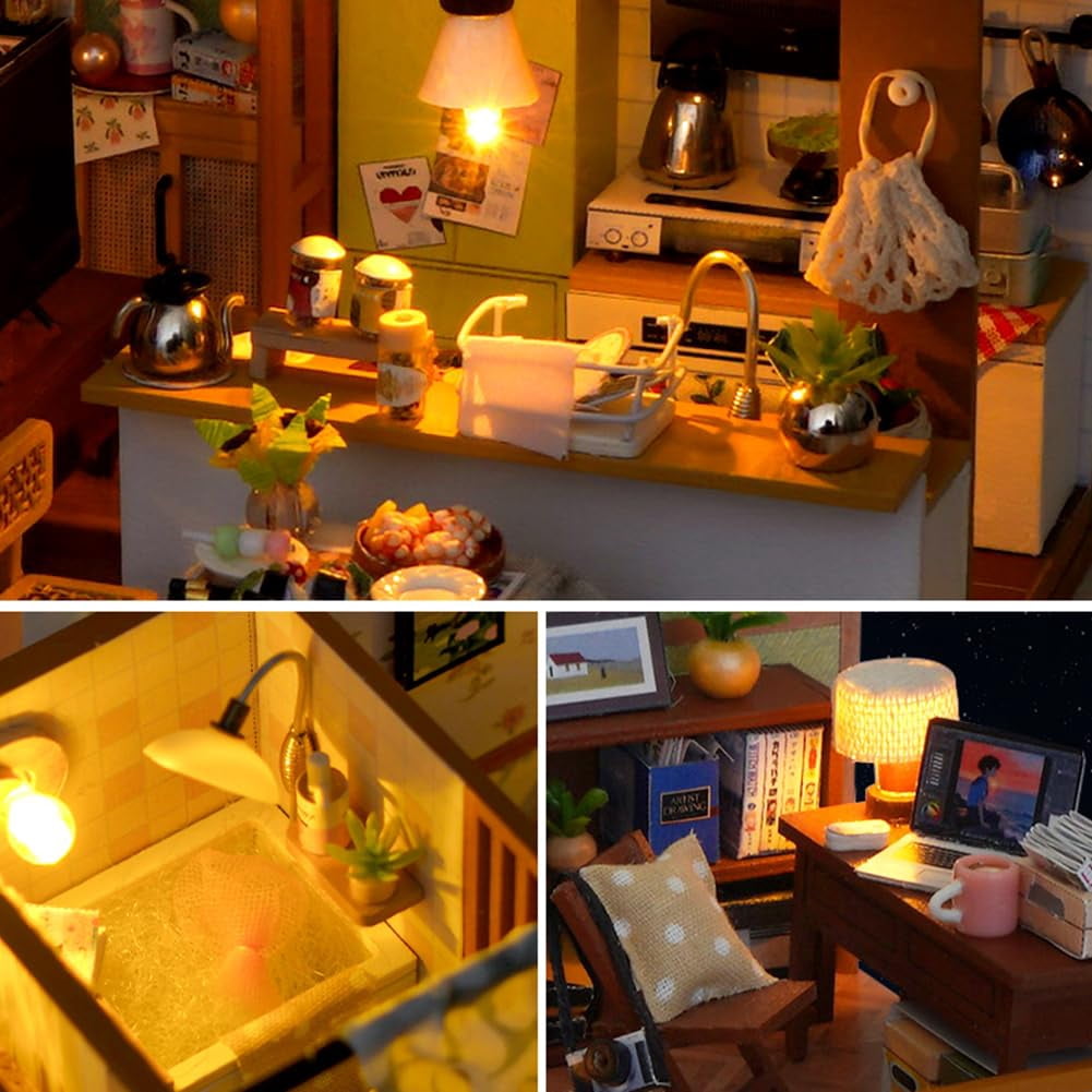 DIY Miniature House Kit, Mini Dollhouse Architectural Model, 3D Puzzles for Adults and Teens, Gifts for Friend and Parents