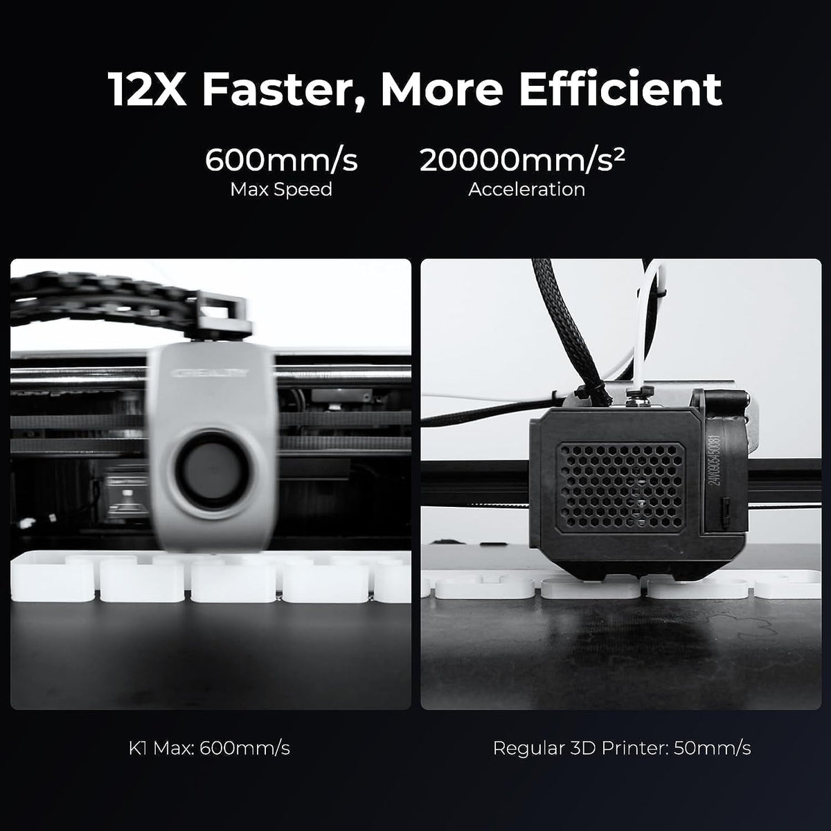 Creality K1 Max 3D Printer with 600mm/s High-Speed Fused Deposition Modeling 3D Printing Smart AI Function 300°C High-Temperature Nozzle Direct Extruder Auto Leveling Printing Size 11.81x11.81x11.81