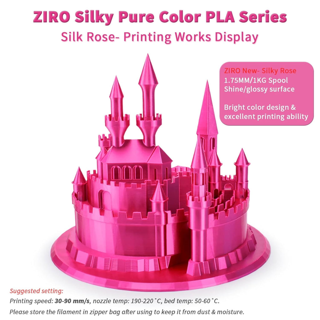 Ziro 3D Silk PLA Filament 1.75mm 1kg, Silver-Gray