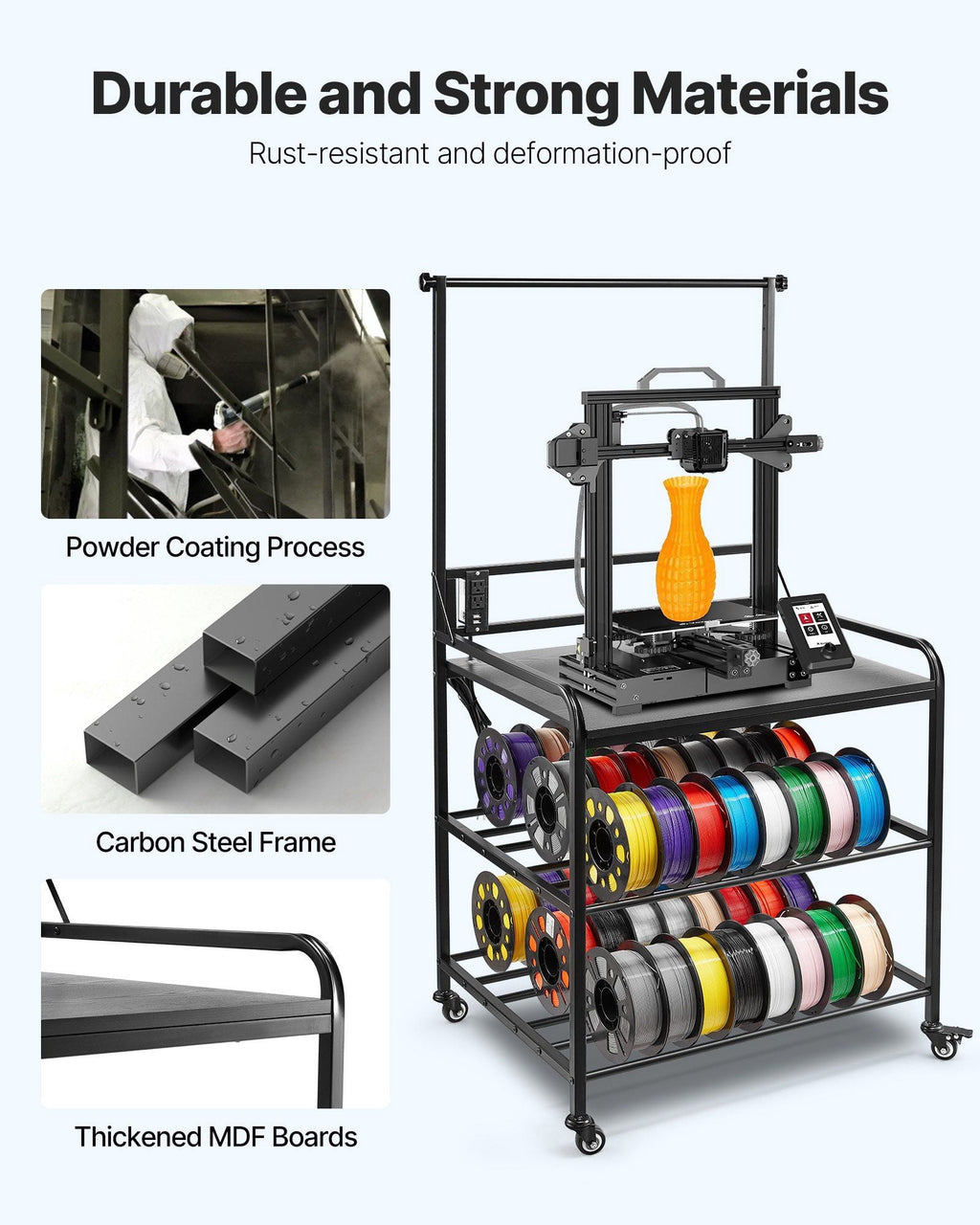 3D Printer Filament Storage Rack 3-Tier 3D Printer Stand with Storage