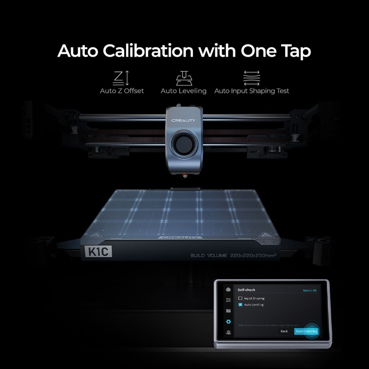 Creality K1C 3D Printer 600mm/s Fast Printing, AI Smart Camera, Auto Leveling Printing Size 220*220*250mm