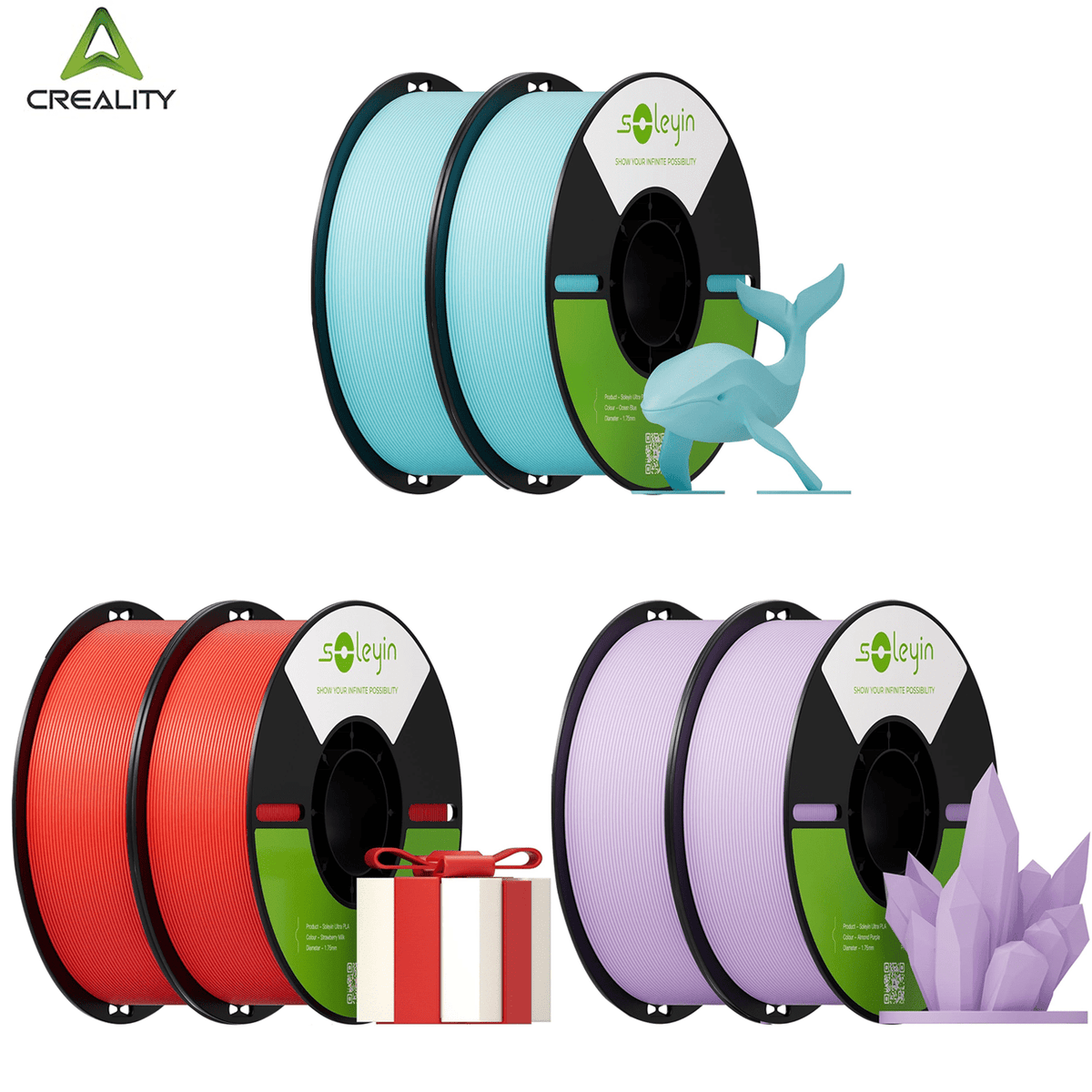 Creality Soleyin Ultra PLA 1.75mm 3D Printing Filament 1kg(Matte Moonstone)