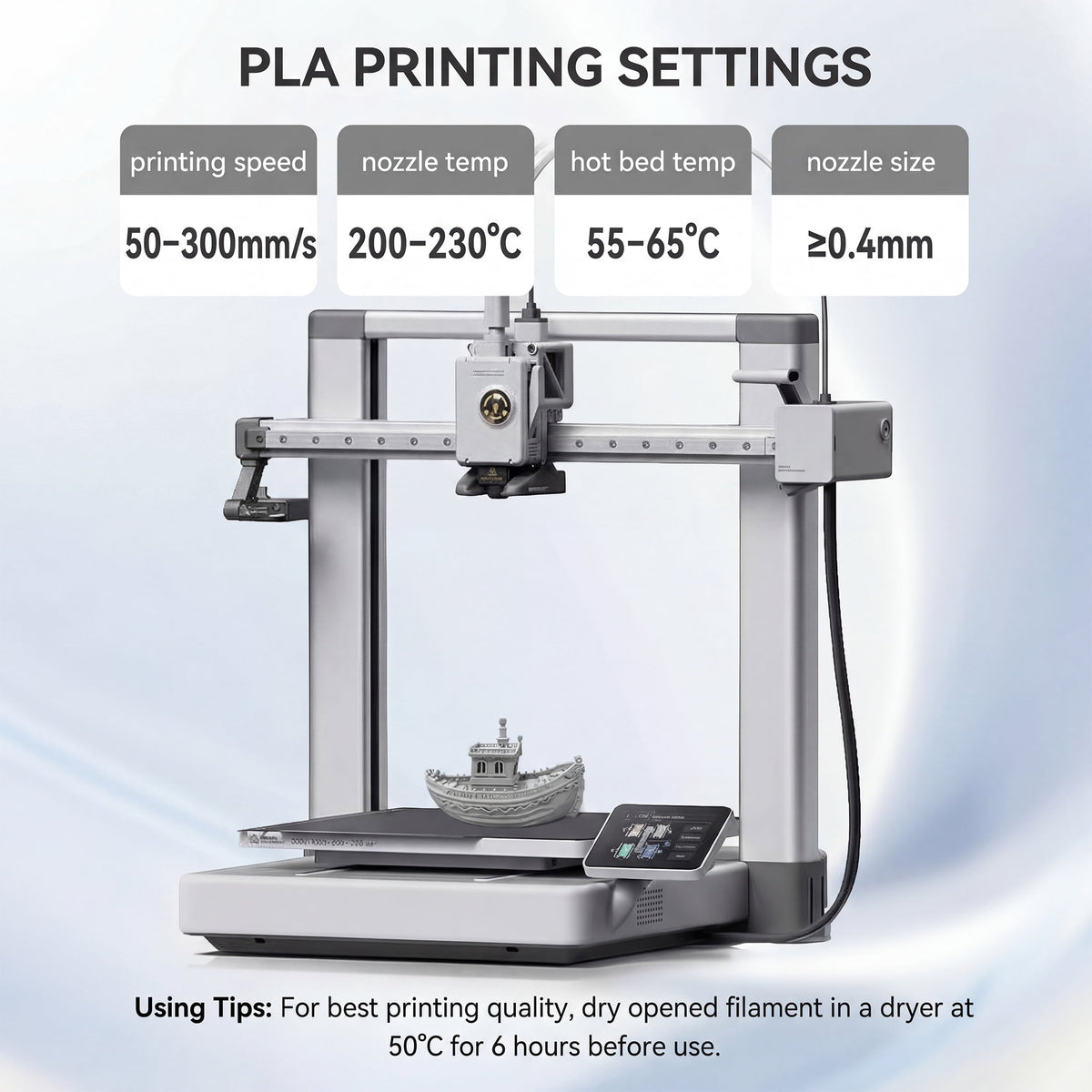 Epelay PLA Plus 3D Printer Filament, 1.75mm, 1kg Spool, White, Compatible with Most FDM Printers