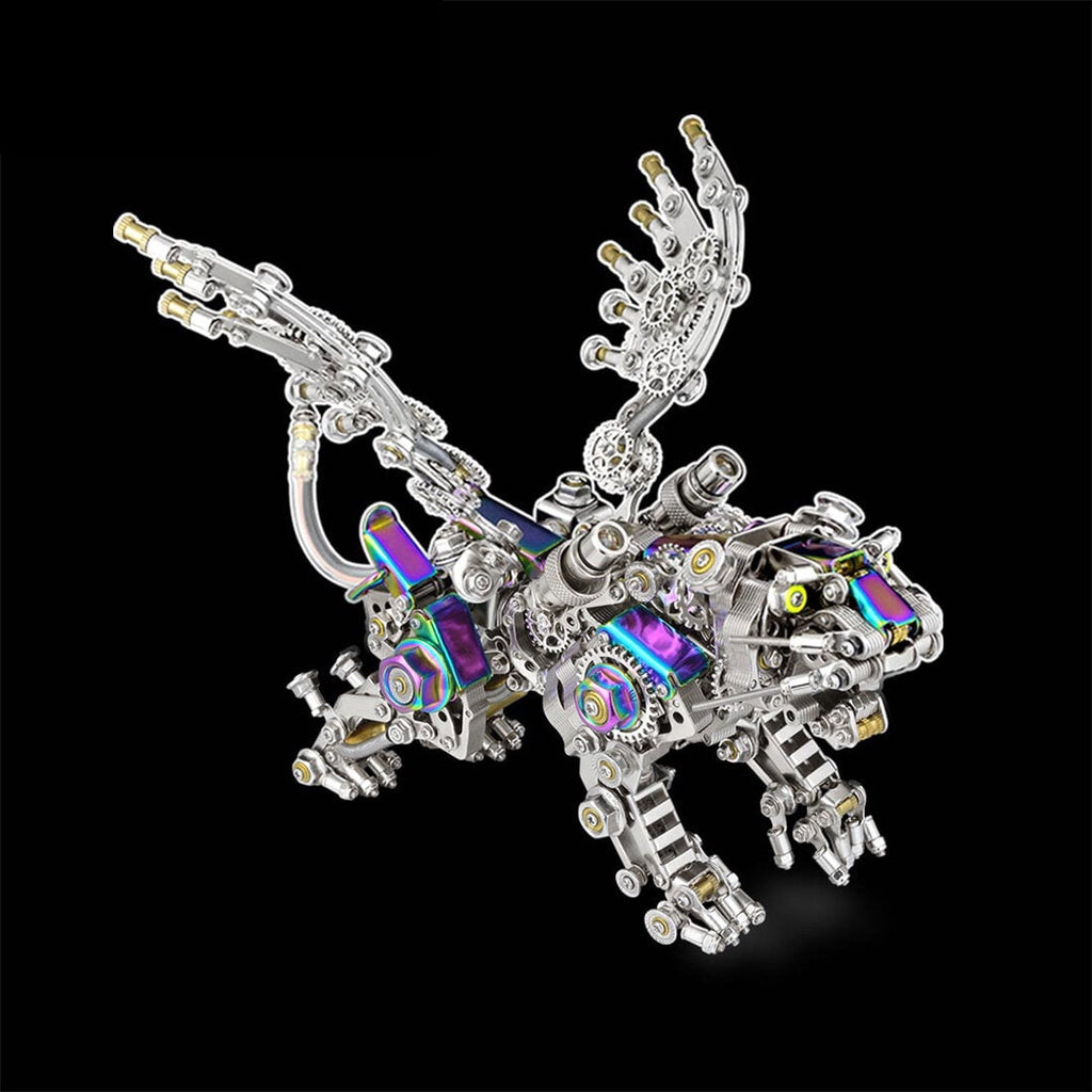 3D Metal Puzzle Colorful Bengal Tiger Model Kit, 700PCS Mechanical Steampunk Tiger 3D Metal Jigsaw Puzzle to Build, DIY Assembly Gift for Adults & Teens -Wings 1 Pair