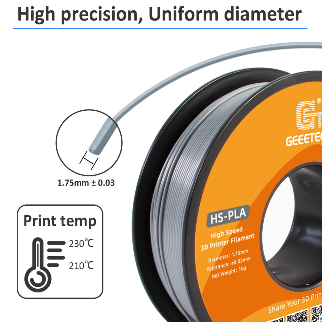 Geeetech 1.75mm PLA 3D Printer Filament, 1kg Spool (2.2lbs), Dimensional Accuracy +/- 0.03mm,yellow