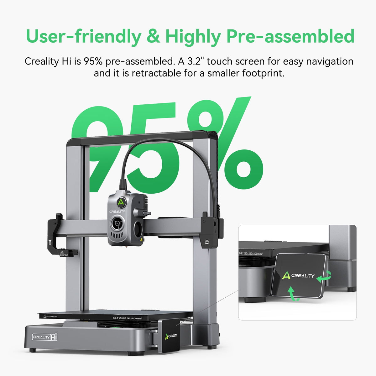 Creality Hi Multicolor 3D Printer for Beginners and Kids Fast 500mm/s, Auto-leveling with AI Camera Large 10.3×10.3×11.8in Build Volume