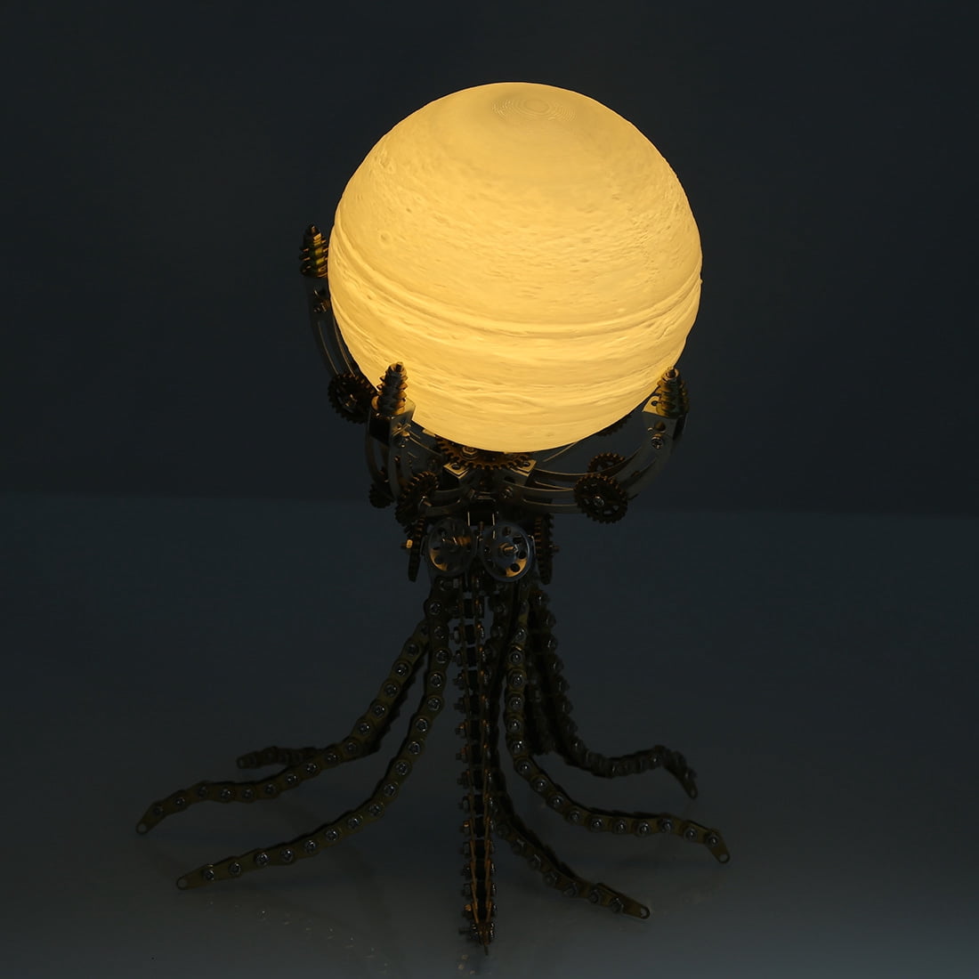 Mechanical Octopus 3D Metal Model Kit with Moon Lamp, Touch 3 Colors, Customizable Steampunk Puzzle & Desk Light, Perfect Room Decor and Gift Choice