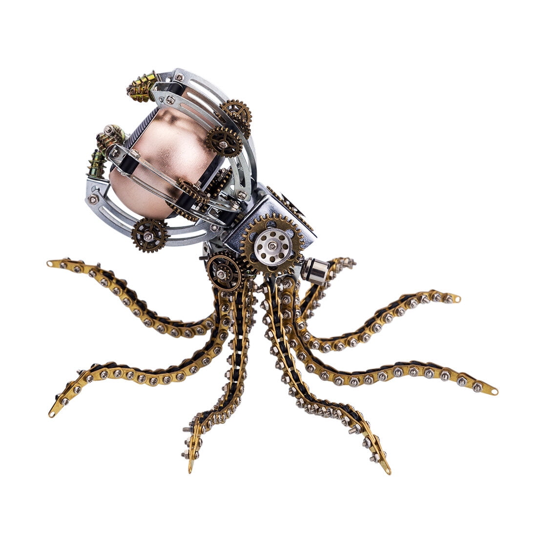 Mechanical Octopus 3D Metal Model Kit with Moon Lamp, Touch 3 Colors, Customizable Steampunk Puzzle & Desk Light, Perfect Room Decor and Gift Choice