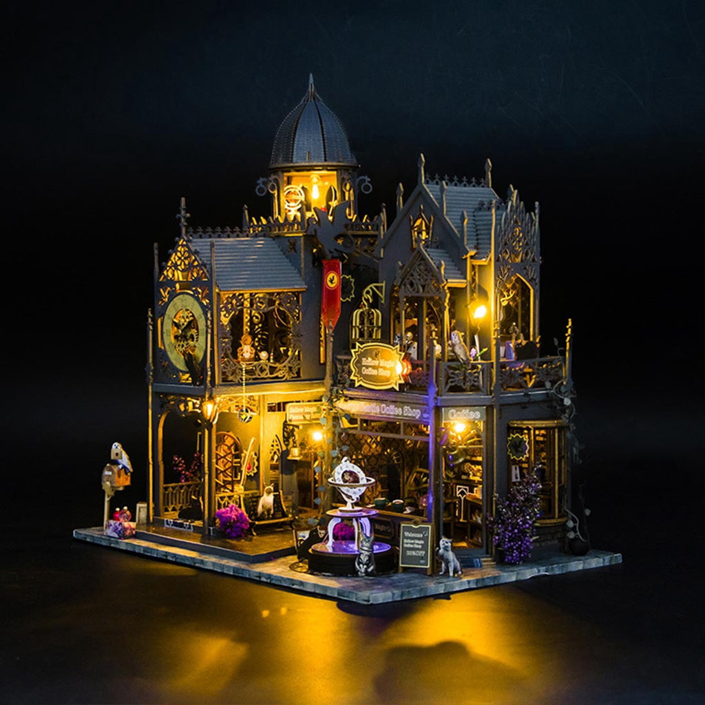 3D Wooden Puzzle Time Post Office Model Art & Craft Kits, DIY Assemble Miniature House Display Model