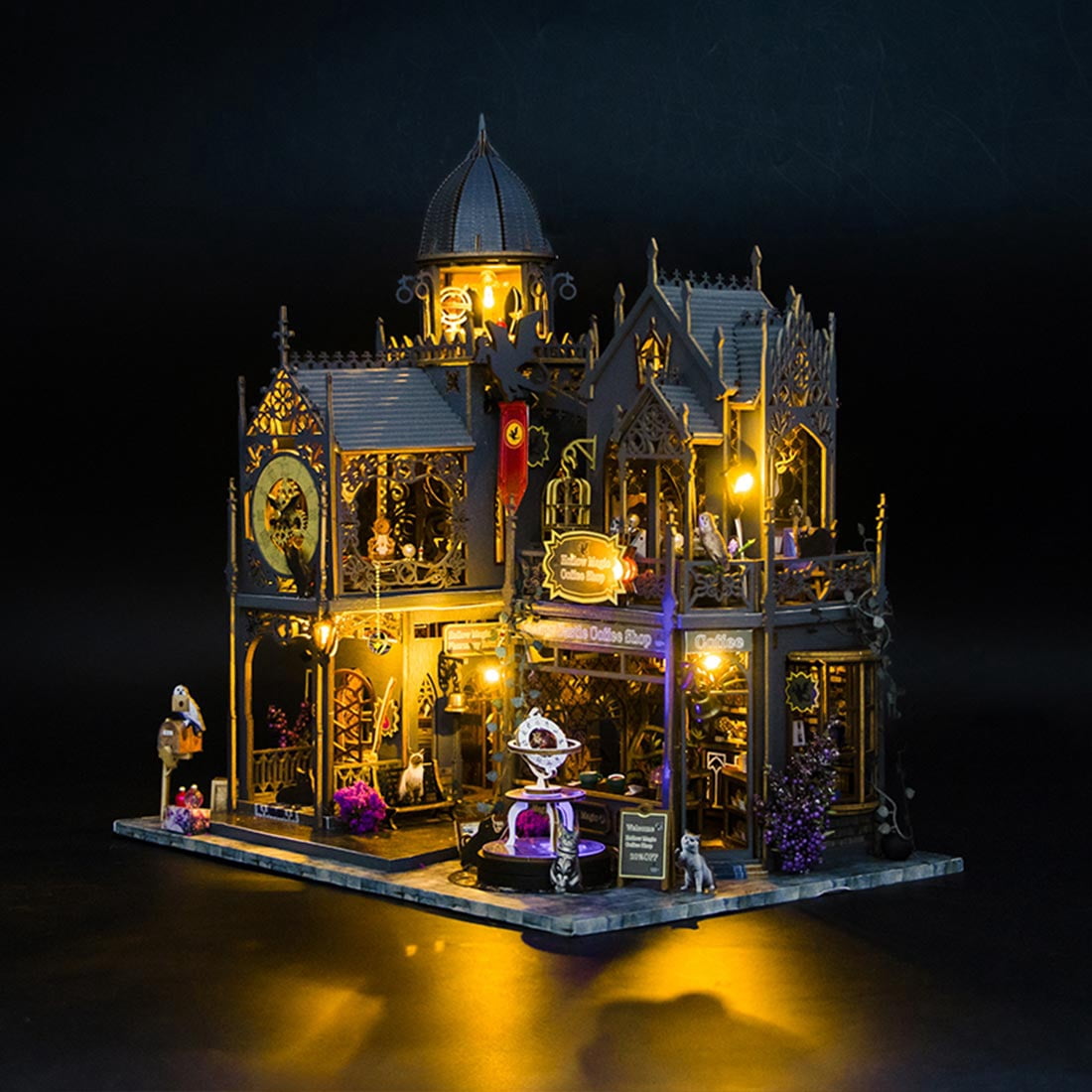 3D Wooden Puzzle Time Post Office Model Art & Craft Kits, DIY Assemble Miniature House Display Model