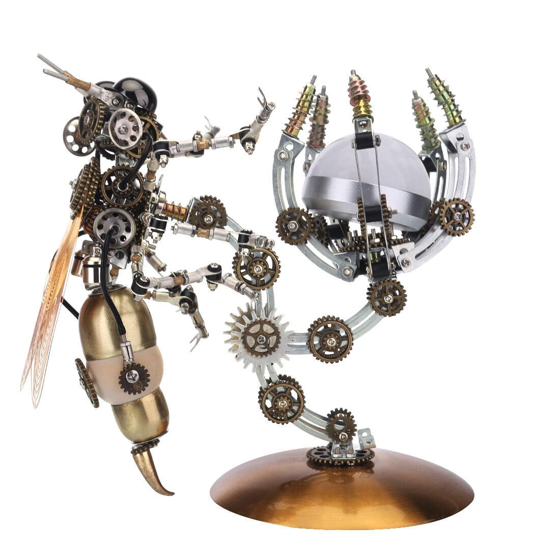 627PCS Mechanical Wasp Speaker 3D Metal Puzzle, DIY Steampunk Insect Model Kit with Sound, Poseable Claws, Collectible Desk Decor for Adults