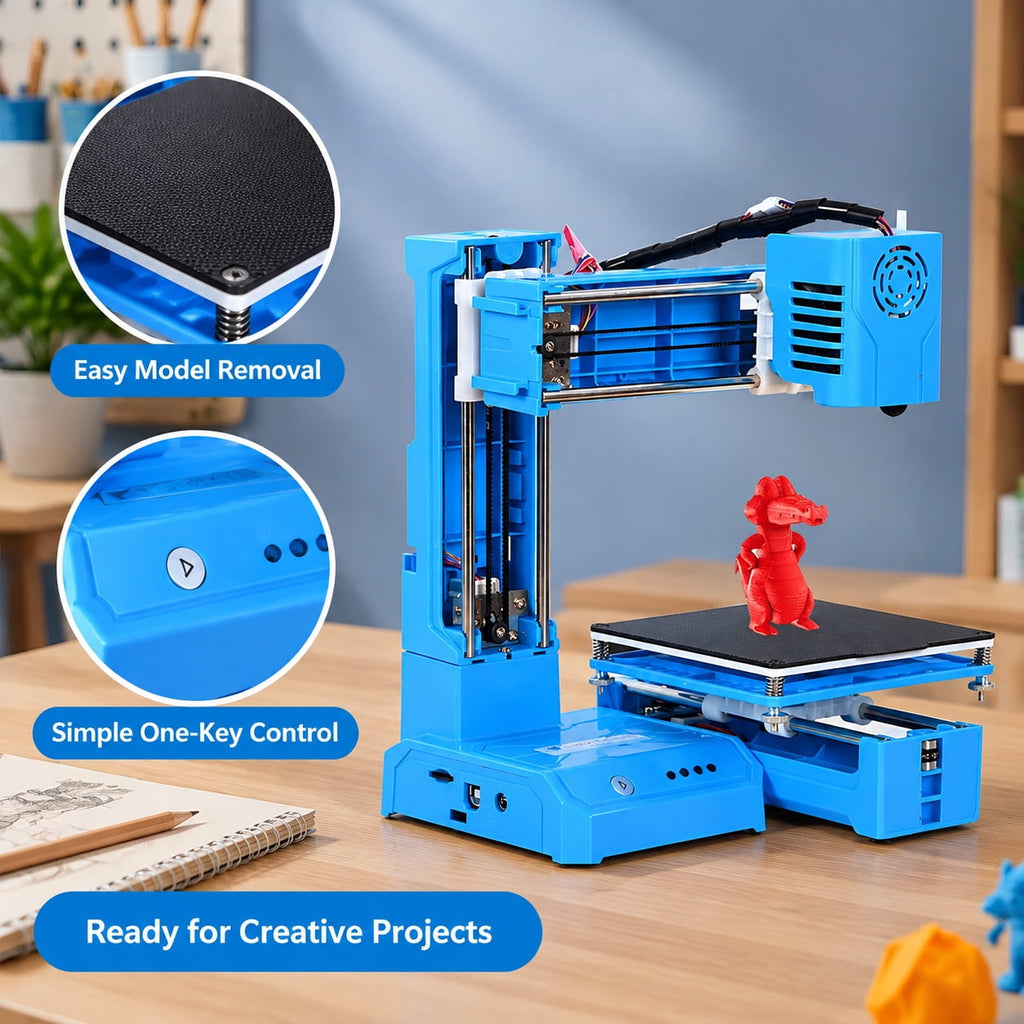 VORALYN Mini 3D Printer for And Students, Fully Assembled with Auto Leveling, 100X100X100Mm Build Size, 1.75Mm Filament, Quiet Operation, Includes App And Models