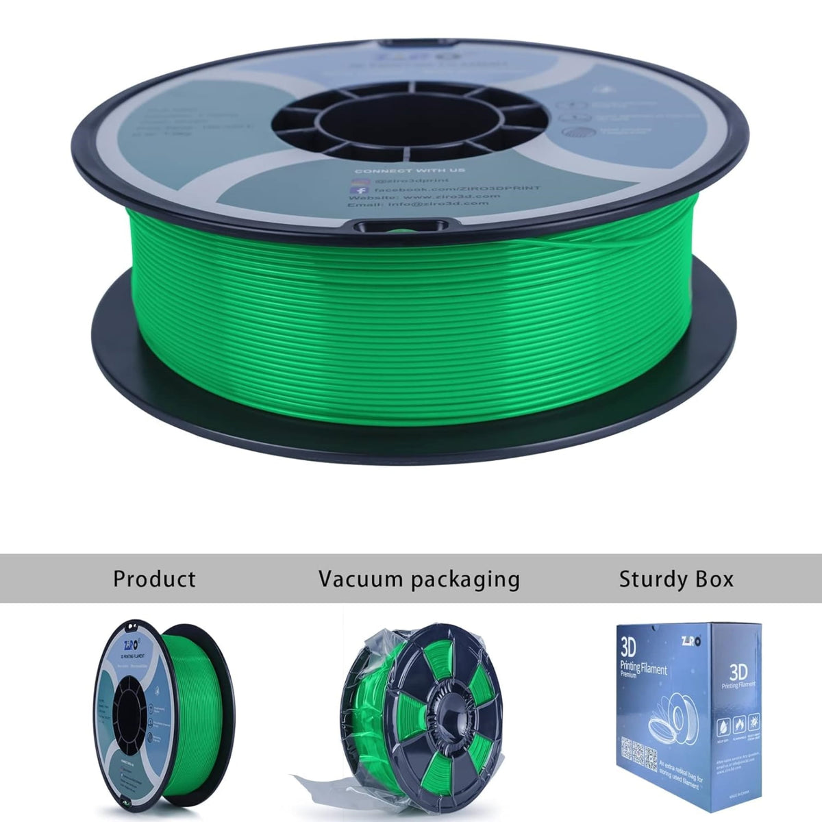 Ziro 3D PLA PRO Filament, 1.75mm 1kg, Metallic Silver