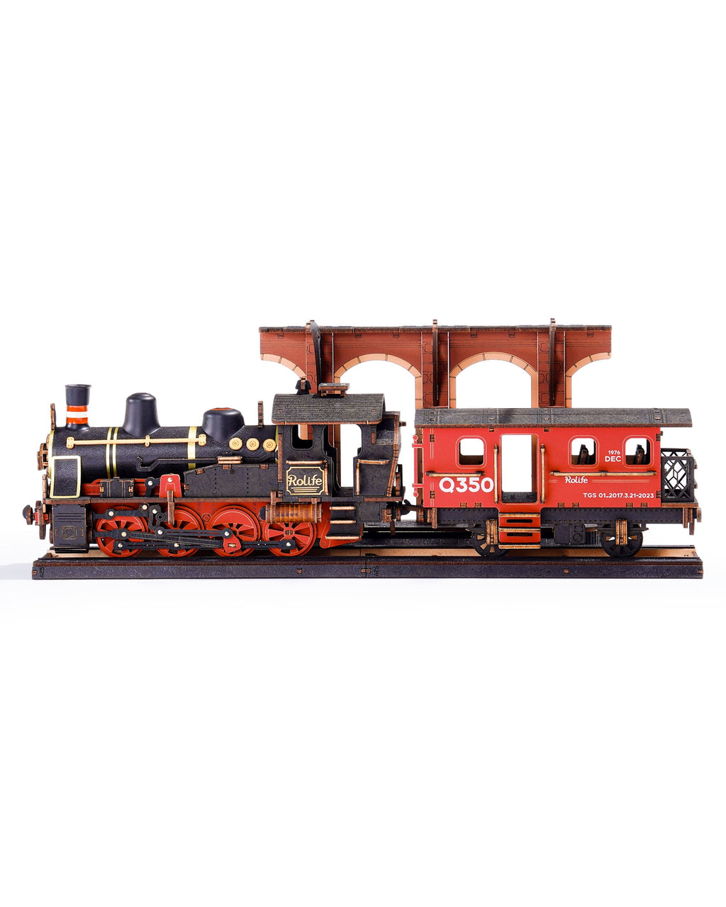 ROKR 3D Wooden Puzzle Steam Journey Train Vintage Car Model Kit Toy Xmas Gift for Boys/Girls