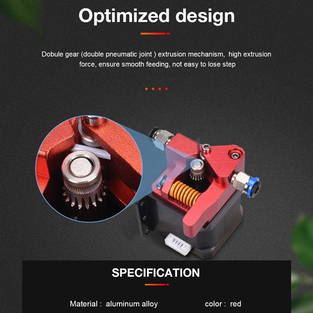 RVKXHD Upgrade Dual Gear Extruder, Double Gear MK8 Extruder 3D Printer Dual Driver Stock Feeder All Metal 1.75mm Filament Extruder Kit for CR-10S Pro/CR-10/ Ender 3 V2/Ender 3/Ender 3 Pro Series