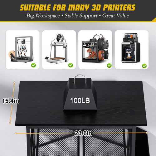 3D Printer Stand with Filament Storage Bag, Wall Mount 3D Printing Table for Home Office Use