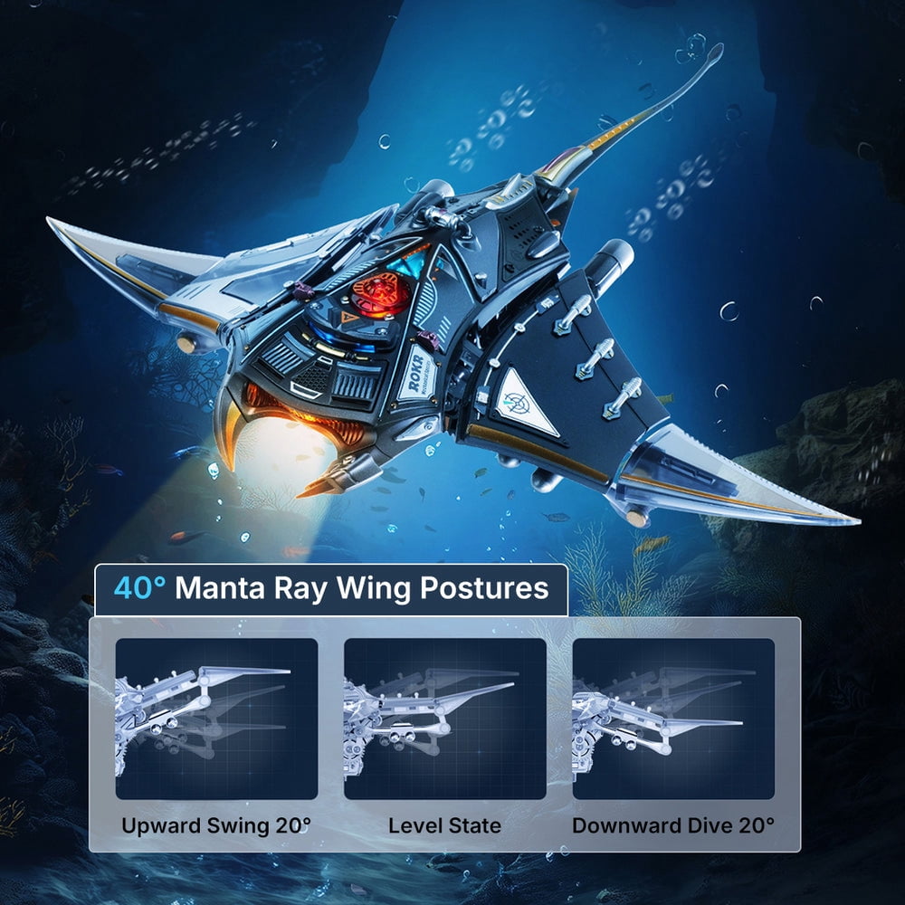 ROKR 3D Metal Model Kits Puzzle for Adults Kids, Electric Mechanical Toy, Assembly DIY Gift Plastic Craft Hobby for Men, Women (Manta Ray)