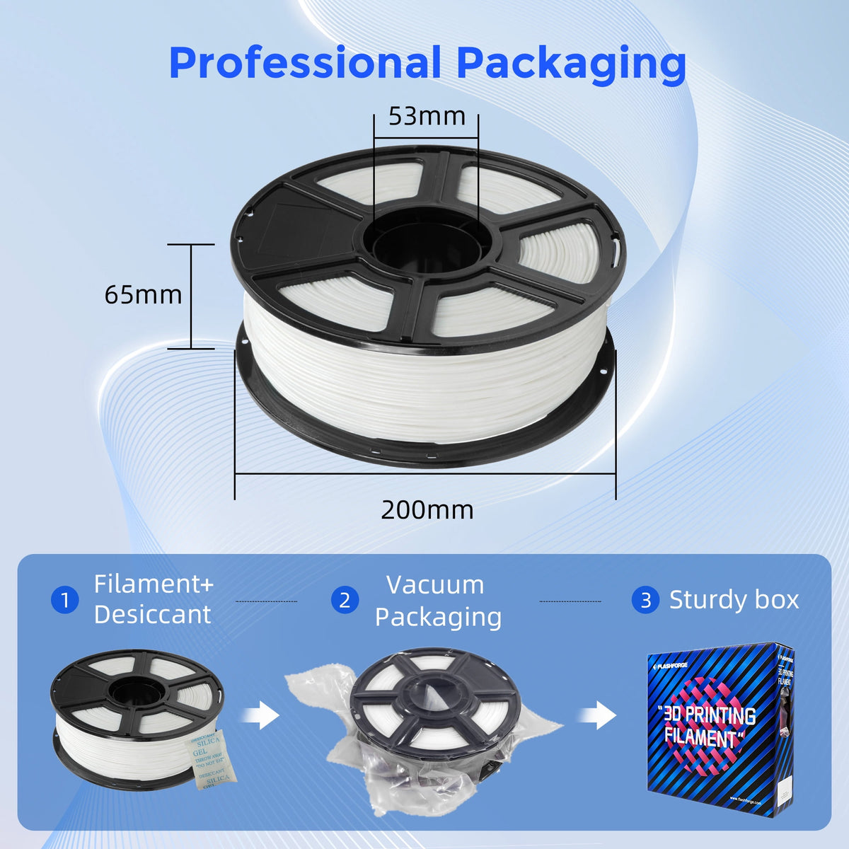 Flashforge ASA Filament 1.75mm, 1KG/2.2lbs UV Resistant ASA 3D Printer Filament with Satin Finish, White