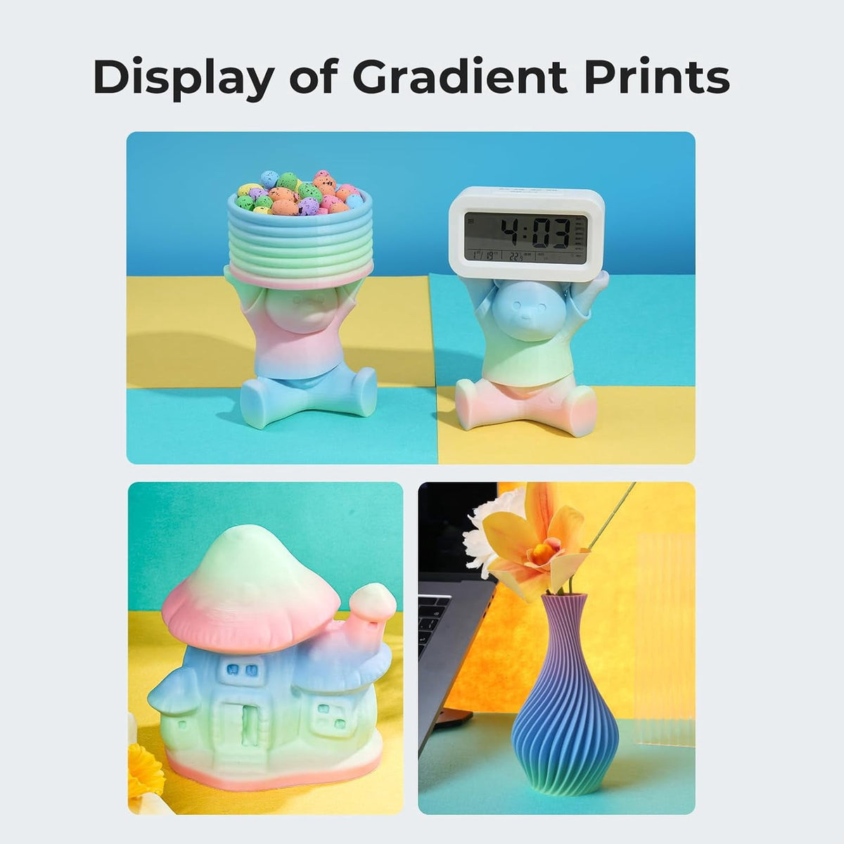 Creality Hyper Rainbow PLA 3D Printing Filament Smooth Vibrant Gradients 300mm/s Printing Speed 2.2lb-Wild Blossom(Short)