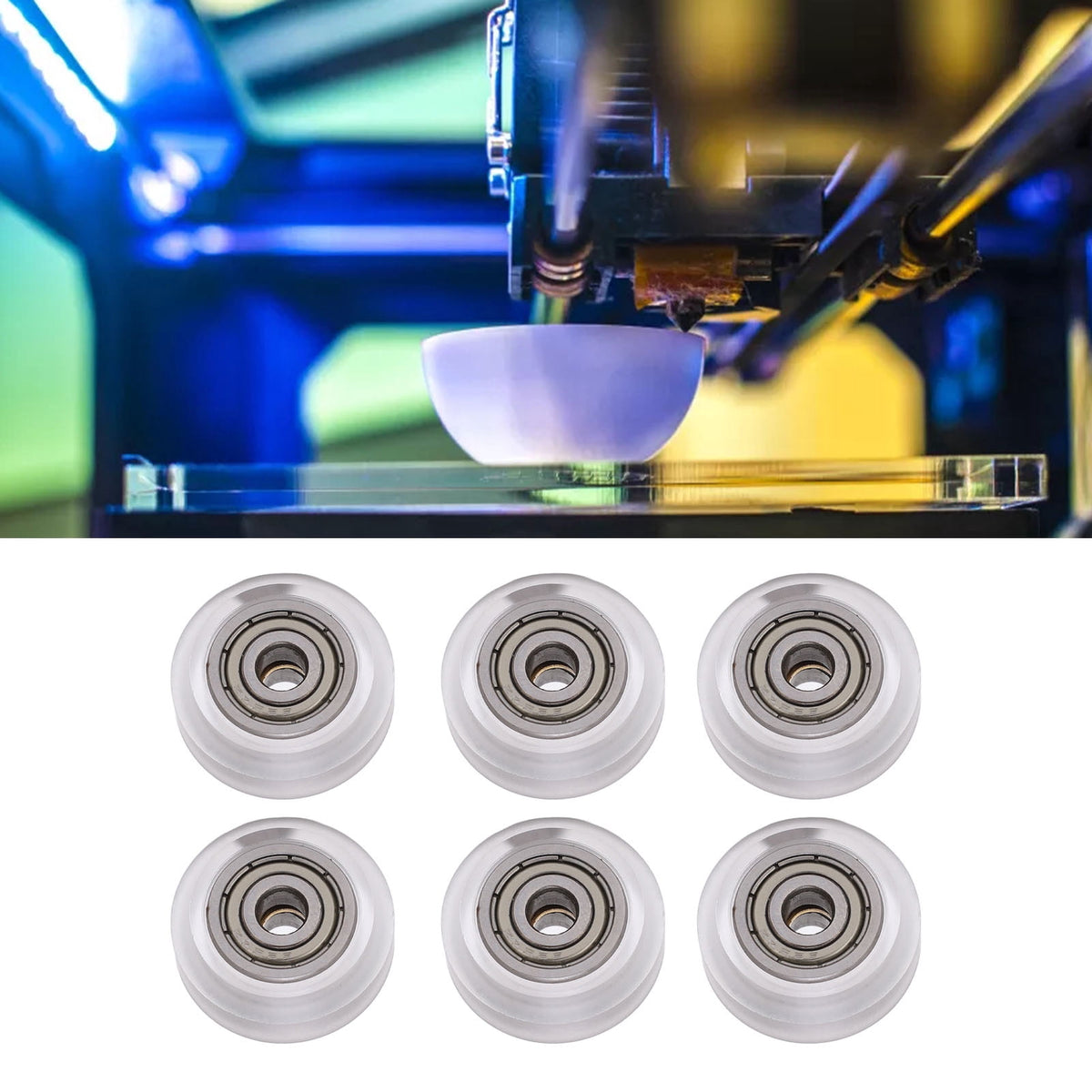 16 Pcs Polycarbonate Bearing Pulley Wheels Set for 3D Printers Transparent High Precision Smooth Motion Assembly Parts - 24 mm OD / 0.94 in x 5 mm ID / 0.2 in