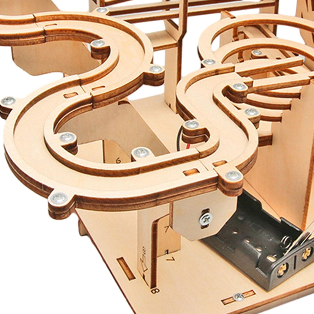 LeeQinersw Marble Run 3D Wooden Puzzle Assembly Mechanical Gear Brain Teaser Roller Coaster Craft Kit DIY Hobby Model Suitable for Gift Giving Family Gathering H