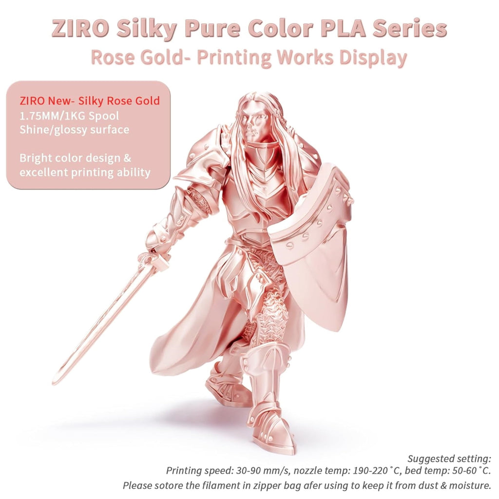 Ziro 3D Silk PLA Filament 1.75mm 1kg, Silver-Gray