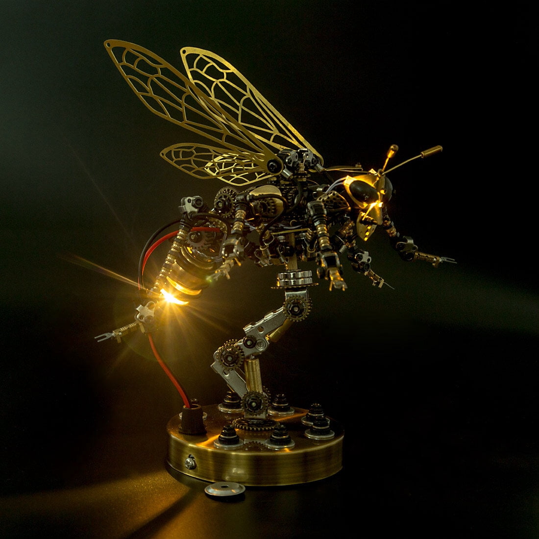 3D DIY Mechanical Wasp Model Kit 1000+PCS Steampunk Insect Puzzle with Movable Joints & Wings, Collectible Decor & Creative Gift for Teens 15+ and Adults