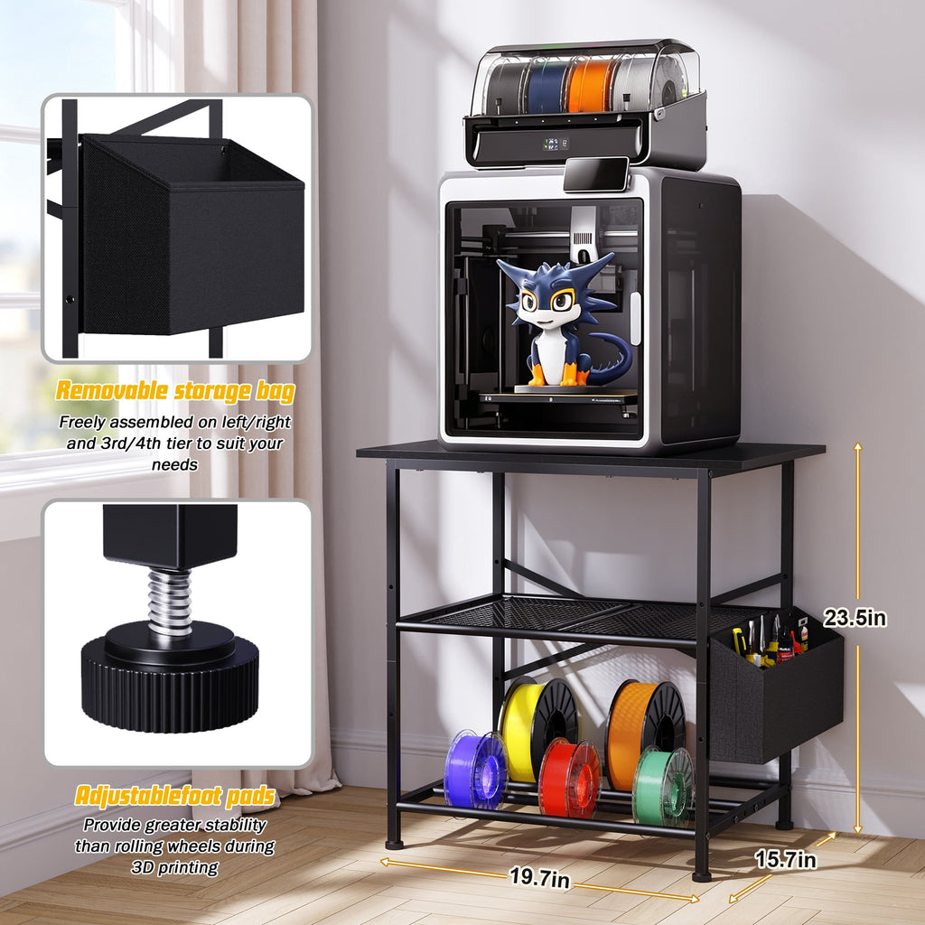 3D Printer Stand with Filament Storage Bag, Wall Mount 3D Printing Table for Home Office Use