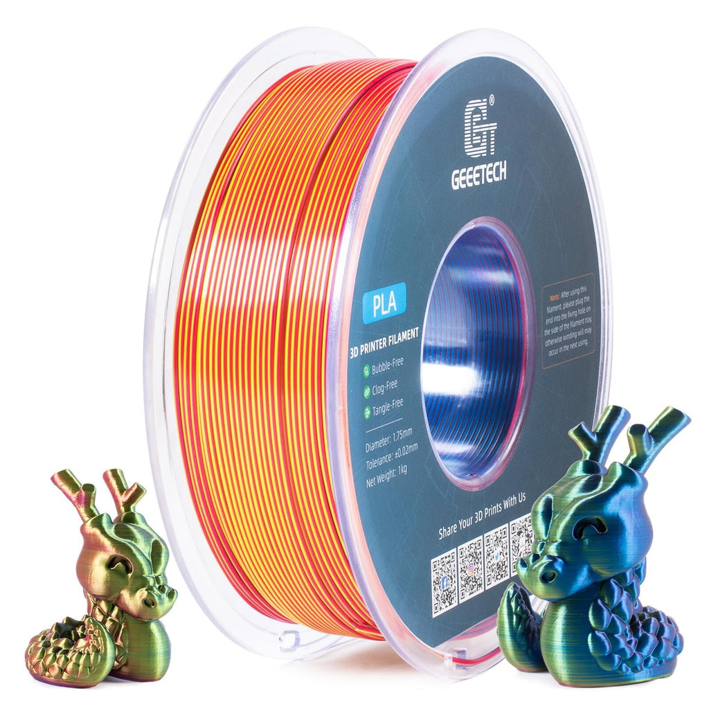 Geeetech Anti-silk type 3D Printer PLA Filament 1kg Toughness Enhanced Filament with 1.75mm Dimensional Accuracy +/-0.03mm, 1080 Feet per Roll, Vacuum Packaging Three-color blue, purple and black