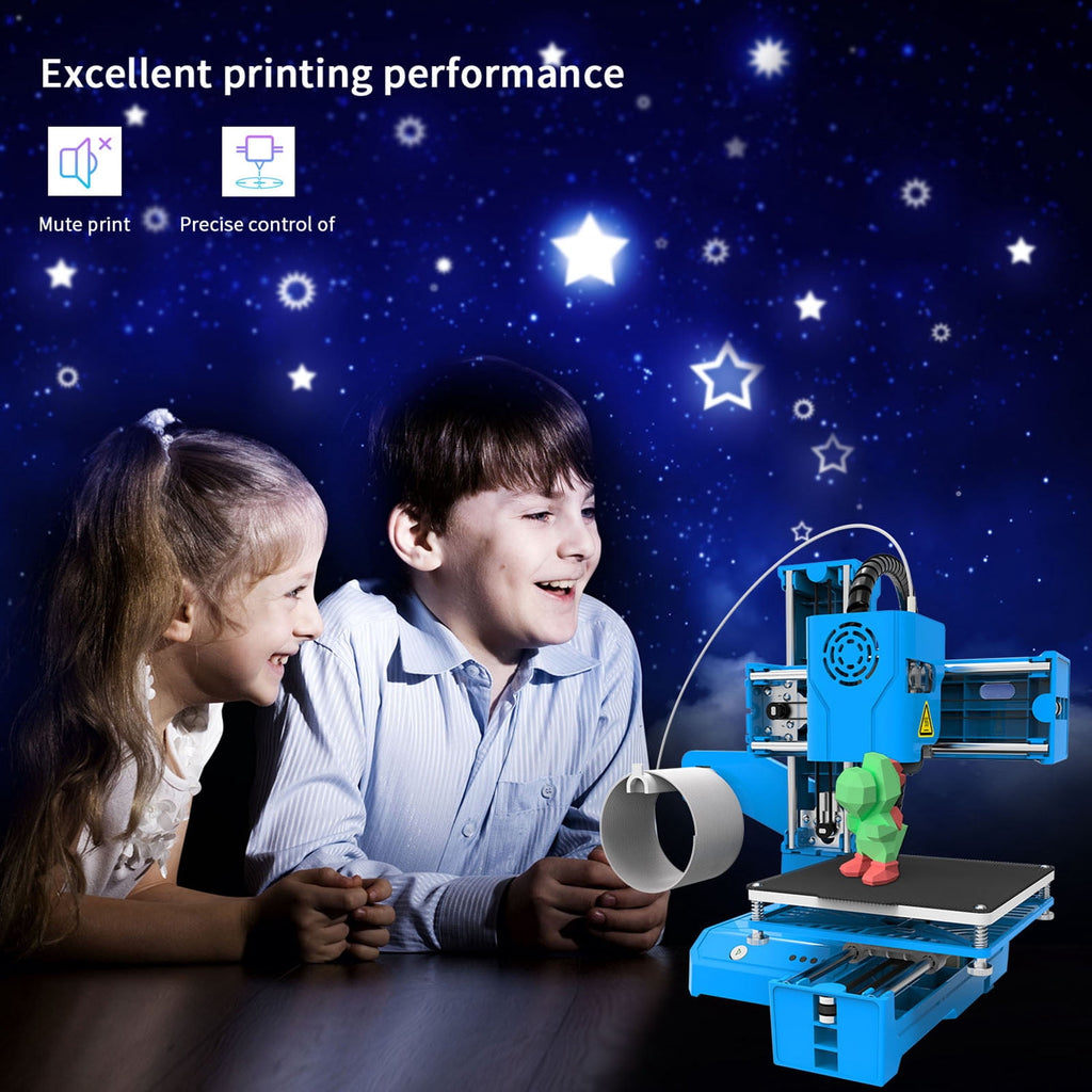 EasyThreed 3D Printer Desktop Printing Machine for Kids 100x100x100mm Print Size Removable Platform One-Key Printing with TF Card PLA Sample Filament for Beginners Household Education