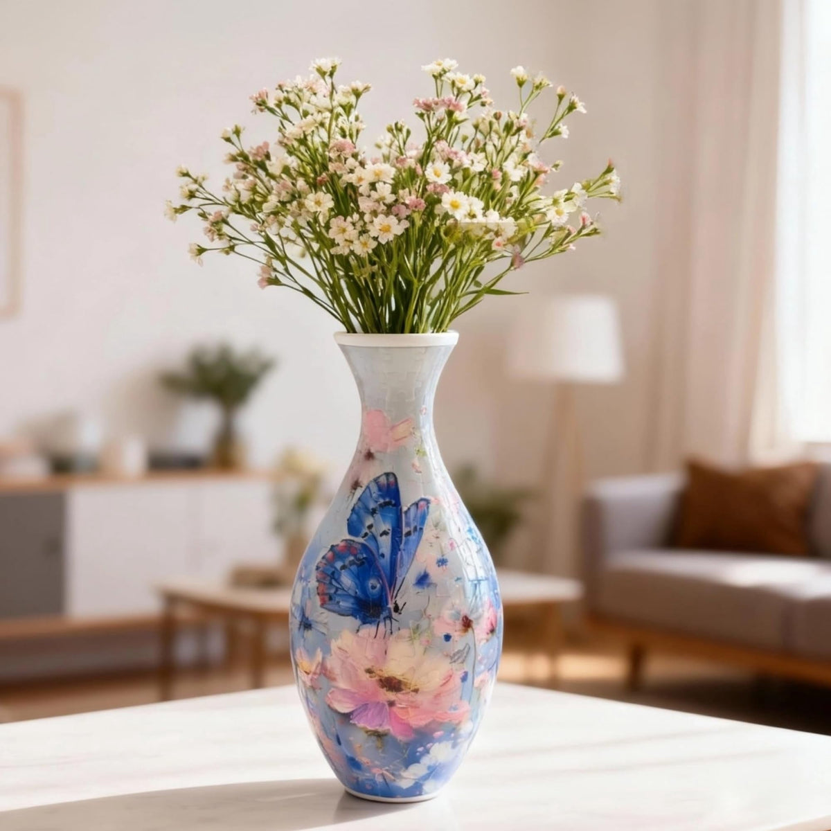 3D Puzzle Vase for Adults, Creative Vase Puzzle for Flowers(Secret Butterfly)