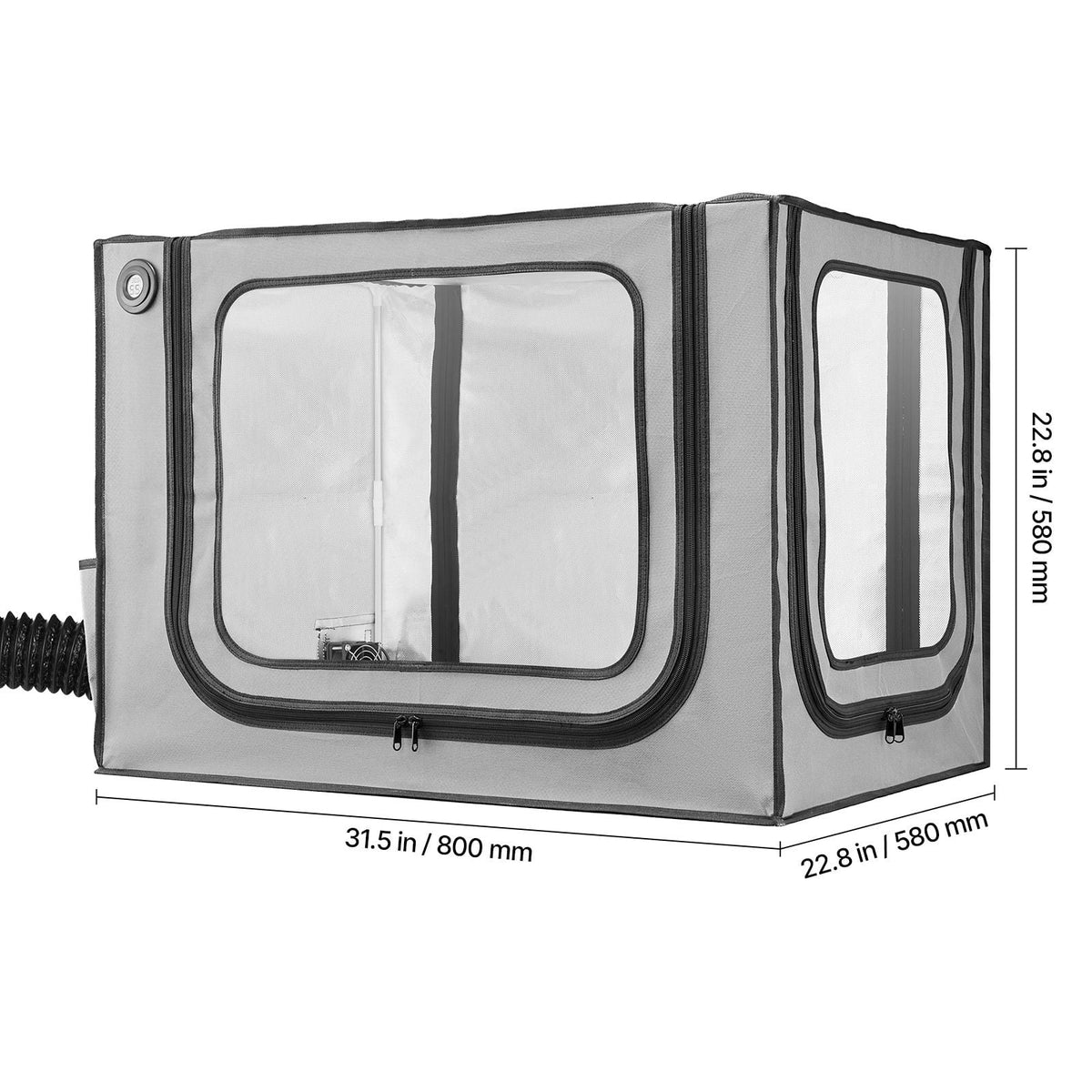 DIANJIE Ventilated 3D Printer Enclosure Dustproof Waterproof Cloth Protective Tent With LED Light Constant Temperature Flame Retardant Cover Compatible With Grey
