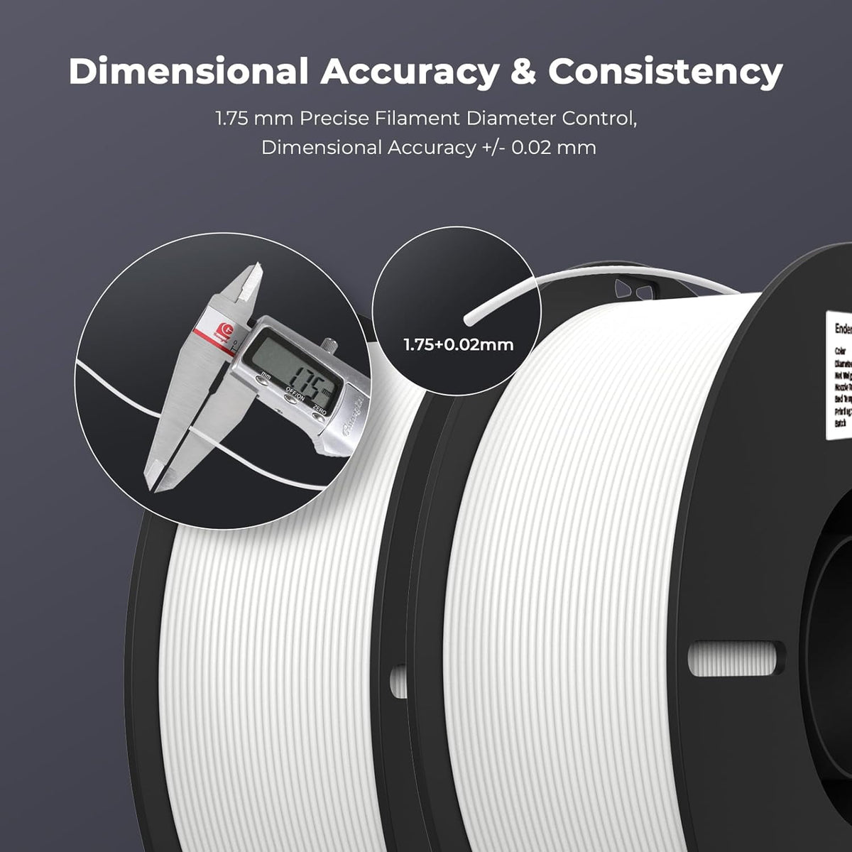 2-Pack Creality 3D Printer Filament, 1.75mm PLA Filament 2kg, No-Tangling,Accuracy +/- 0.02mm, Black & White