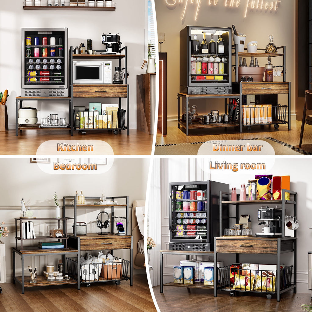 Heavy Duty 3D Printer Stand with Storage Shelf and Drawer, Industrial Rolling Printer Rack for 3D Printer Filament and Tools, Sturdy Metal Frame Printer Table for Home Office Workshop