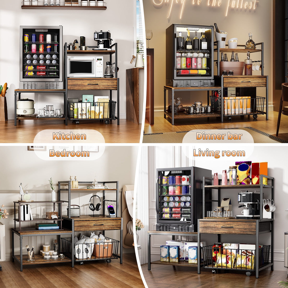 Heavy Duty 3D Printer Stand with Storage Shelf and Drawer, Industrial Rolling Printer Rack for 3D Printer Filament and Tools, Sturdy Metal Frame Printer Table for Home Office Workshop