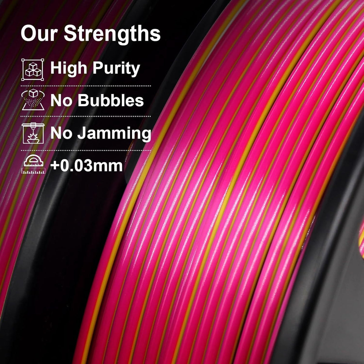 3D Printer Filament Triple Color Silk PLA Filament 1.75mm, 3D Printing Filament Coextrusion Rainbow Filament with Silk PLA