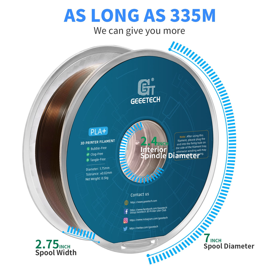 Geeetech gradient color 3D Printer PLA Filament 1KG Toughness Enhanced Filament with 1.75mm Dimensional Accuracy +/-0.03mm, 1080 Feet per Roll, Vacuum Packaging