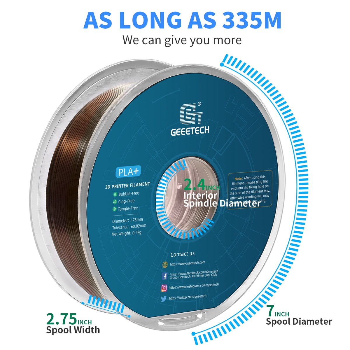 Geeetech gradient color 3D Printer PLA Filament 1KG Toughness Enhanced Filament with 1.75mm Dimensional Accuracy +/-0.03mm, 1080 Feet per Roll, Vacuum Packaging