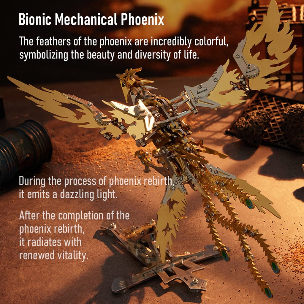 3D Metal Puzzle Phoenix 358 PCS, Steampunk Mechanical Model Kit With DIY Assembly, Home Display Desk Decor For Adult Collectors And Creative Gifts