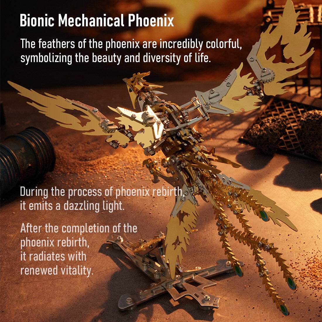 3D Metal Puzzle Phoenix 358 PCS, Steampunk Mechanical Model Kit With DIY Assembly, Home Display Desk Decor For Adult Collectors And Creative Gifts