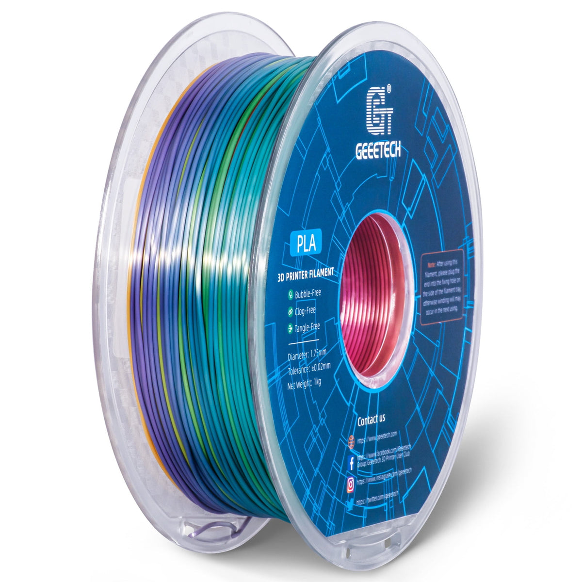 Geeetech gradient color 3D Printer PLA Filament 1KG Toughness Enhanced Filament with 1.75mm Dimensional Accuracy +/-0.03mm, 1080 Feet per Roll, Vacuum Packaging