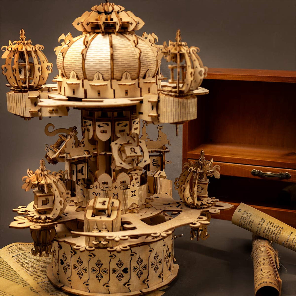 680PCS Celestial Castle Wooden Model Kit, Zodiac Star Map 3D Puzzle Assembly Set With Mechanical Display Decor For Hobbyists