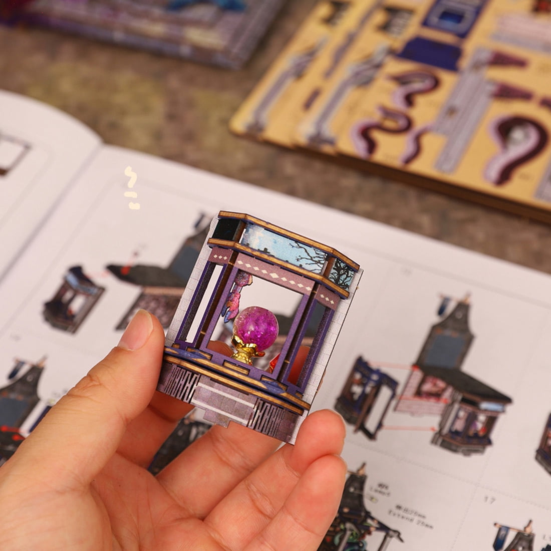 DIY Miniature House Kit, 3D Wooden Puzzle Magic Castle Street Scene Model Kit with Touch Light, Handcrafted Miniature Fairy Tale House for Adults