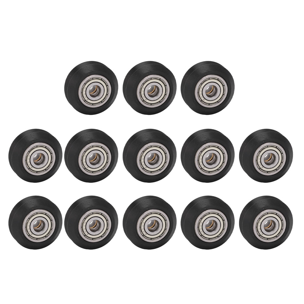 13Pcs Premium 3D Printer Wheel Set POM V Shape Wear Resistance Bearing 625ZZ Black Carbon Steel Pulley Accessories For Exact Printing 0.96 inches / 24.4 mm OD