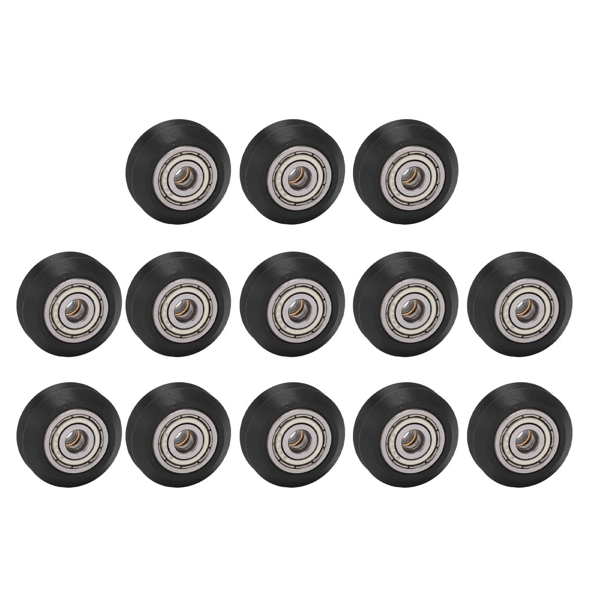 13Pcs Premium 3D Printer Wheel Set POM V Shape Wear Resistance Bearing 625ZZ Black Carbon Steel Pulley Accessories For Exact Printing 0.96 inches / 24.4 mm OD