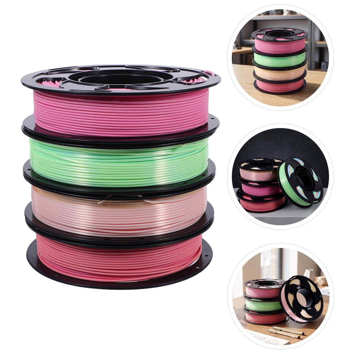 OFFIGAM Multicolor Pla Filament 1.75mm Spool Set for Creative Projects and 3D Printer Compatibility